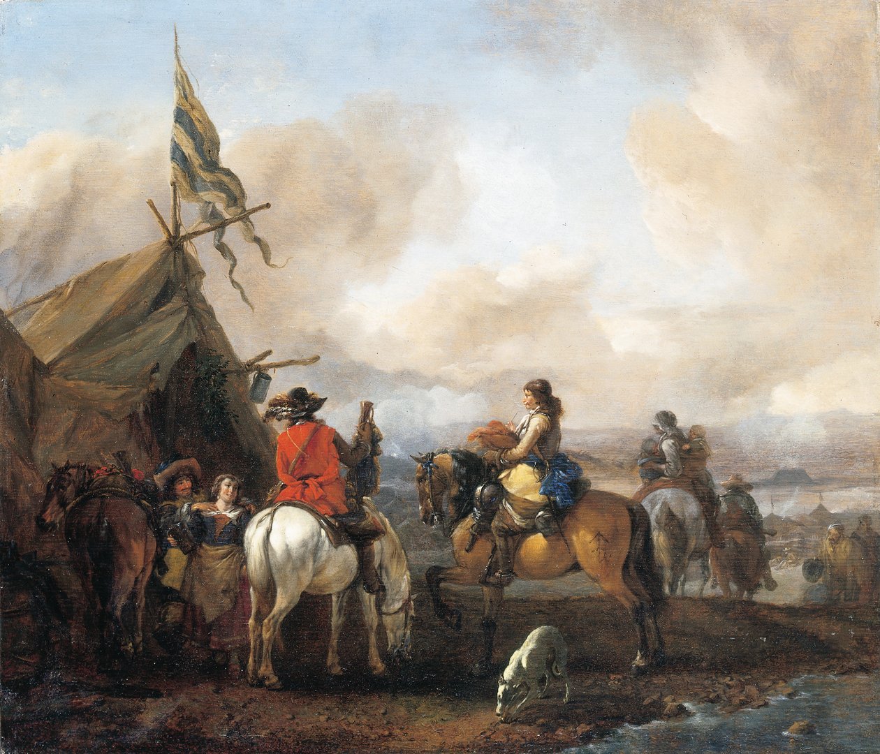 Un campement militaire avec cavaliers - Philips Wouwerman