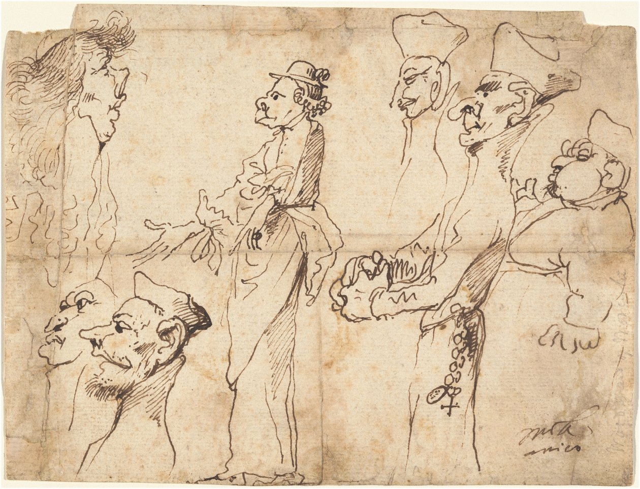Caricatures de clercs et prêtres - Pier Francesco Mola