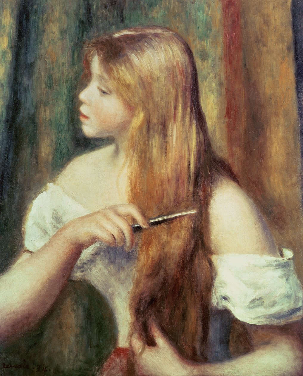 Jeune fille blonde se peignant les cheveux, 1894 - Pierre Auguste Renoir