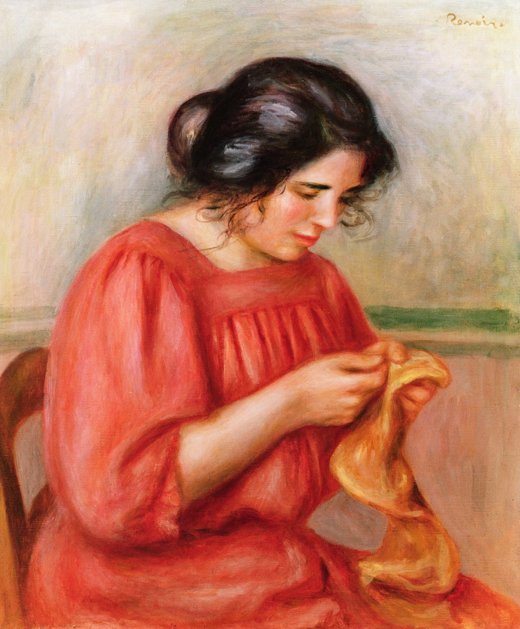 Gabrielle raccommodant, 1908 - Pierre Auguste Renoir