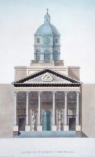 Église Saint-Jacques, Bruxelles, de Choix des Monuments, Édifices et Maisons les plus remarquables du Royaume des Pays-Bas par Pierre Jacques Goetghebuer, publié en 1827 - Pierre Jacques Goetghebuer
