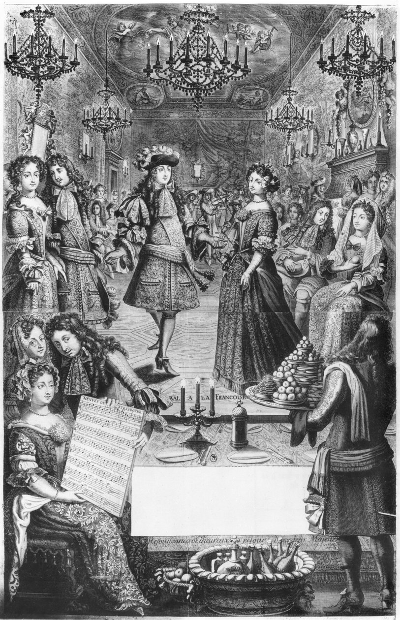 Bal français, Almanach royal, avec une partition du 