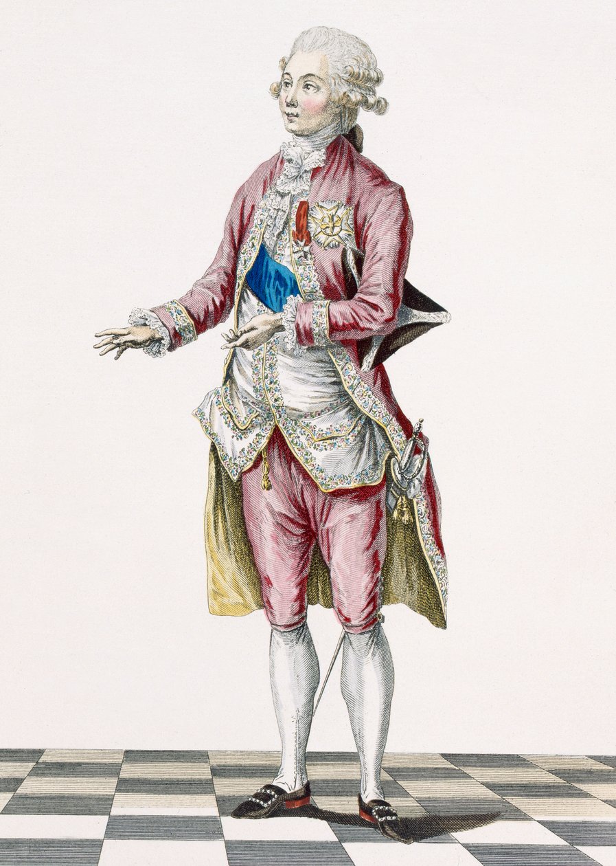 Duc en tenue de campagne décoré des ordres du roi, gravé par Dupin, planche de 