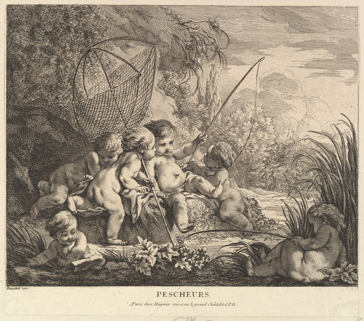 Enfants pêchant, vers 1738 - Pierre Alexandre Aveline