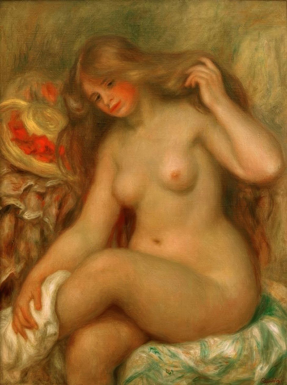 Baigneuse avec jambes croisées et chapeau - Pierre Auguste Renoir