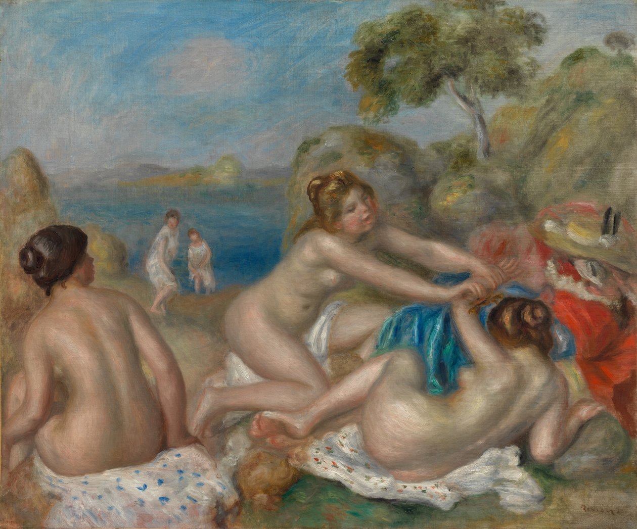 Baigneurs jouant avec un crabe - Pierre Auguste Renoir