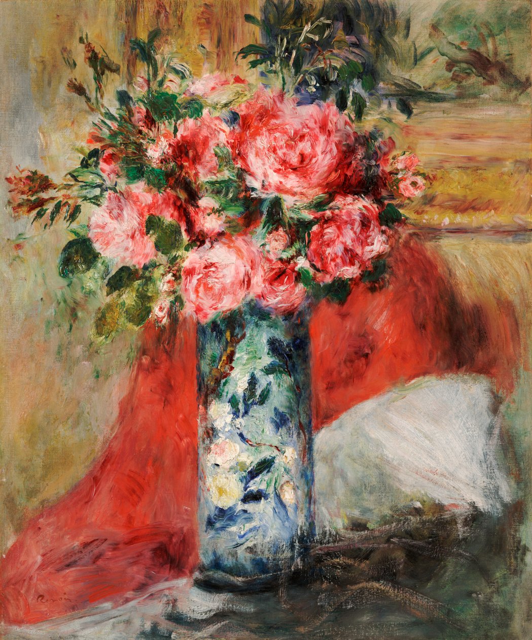 Roses et Pivoines dans un Vase - Pierre Auguste Renoir