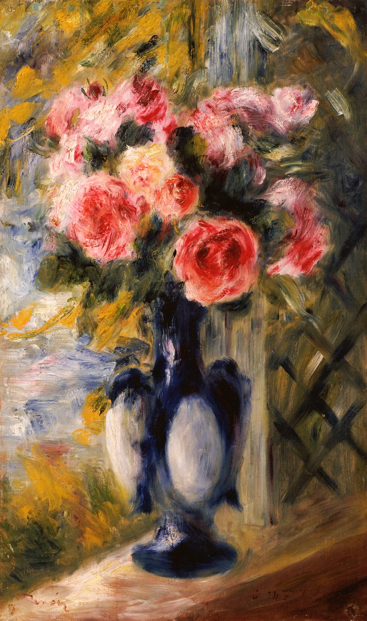 Roses dans un vase bleu, 1892 - Pierre Auguste Renoir
