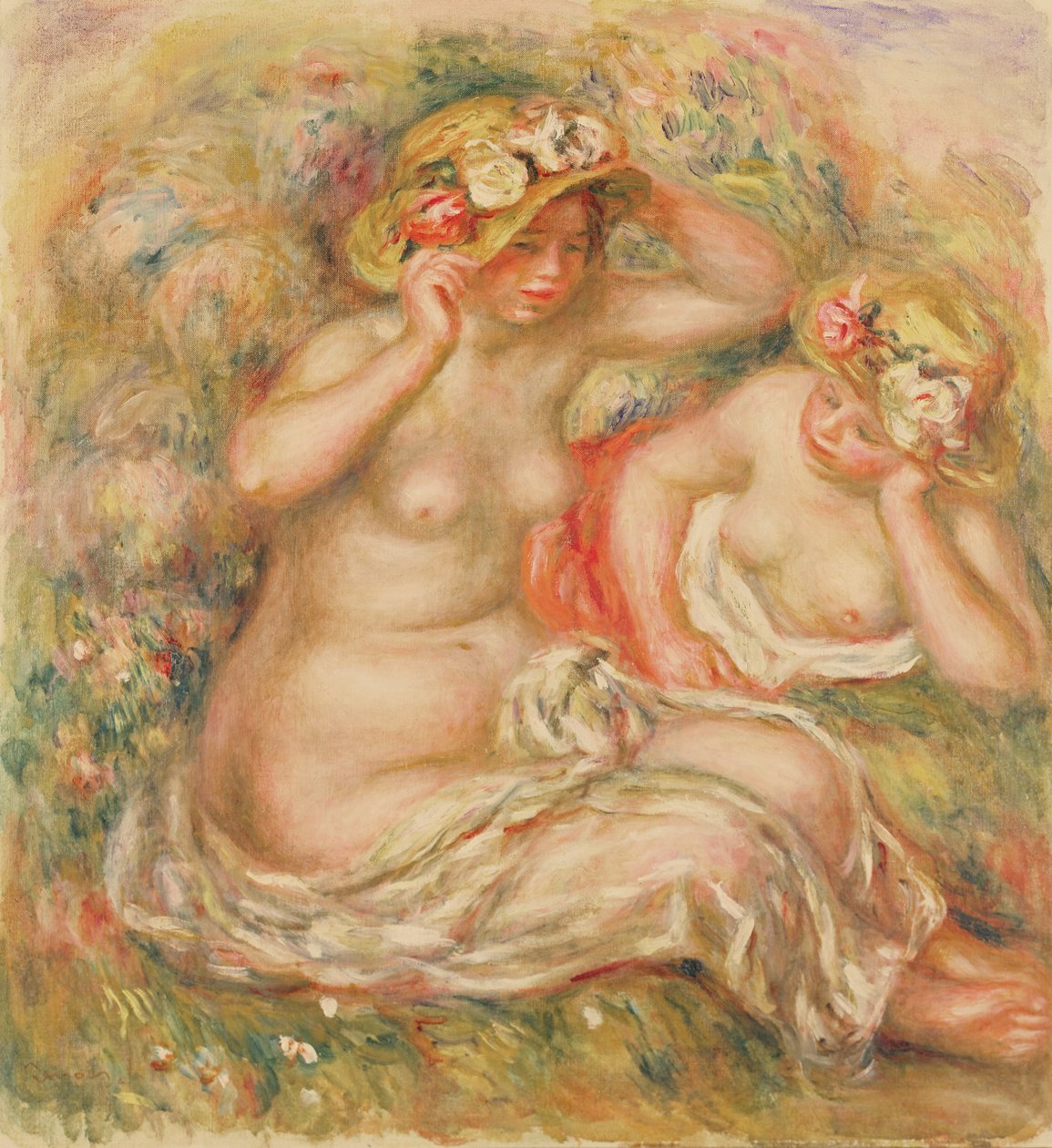 Deux nus portant des chapeaux - Pierre Auguste Renoir