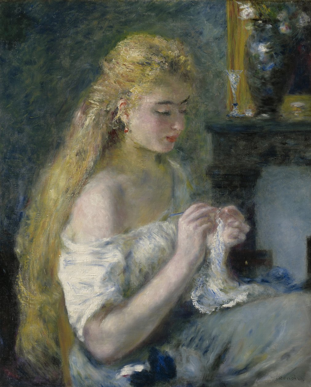 Femme crochetant, vers 1875 - Pierre Auguste Renoir