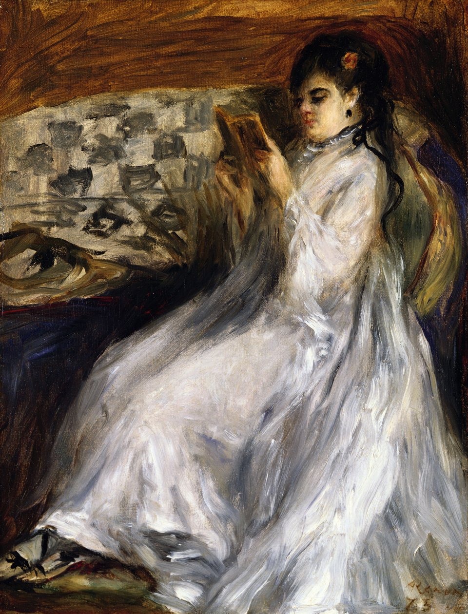 Femme en blanc lisant - Pierre Auguste Renoir