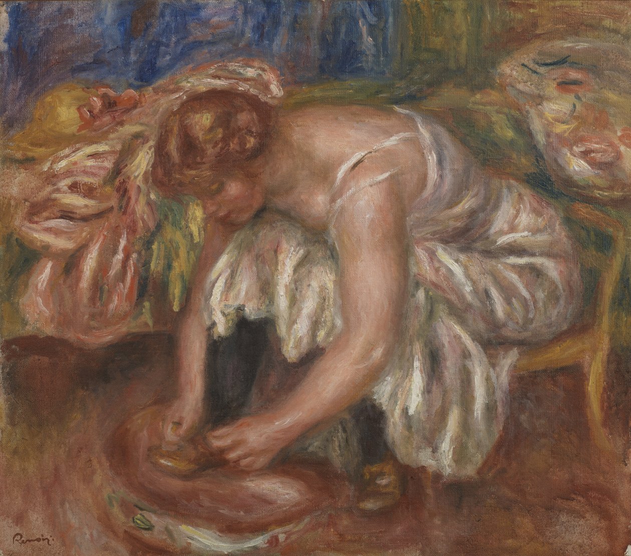 Femme attachant sa chaussure - Pierre Auguste Renoir