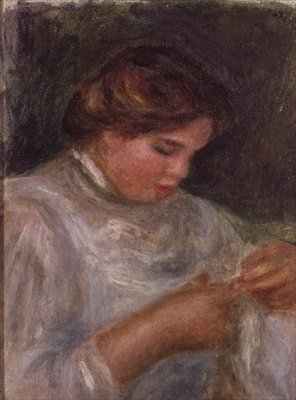 Femme avec des ciseaux - Pierre Auguste Renoir