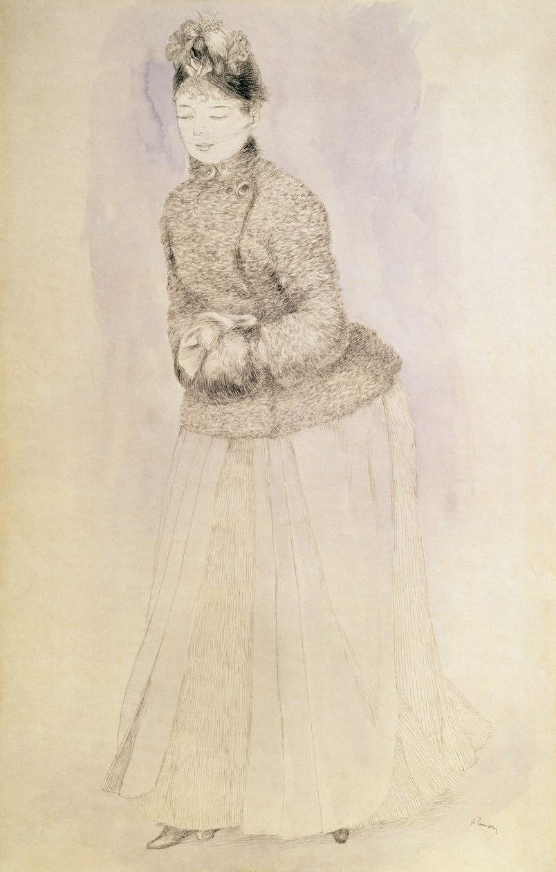 Femme avec un manchon - Pierre Auguste Renoir