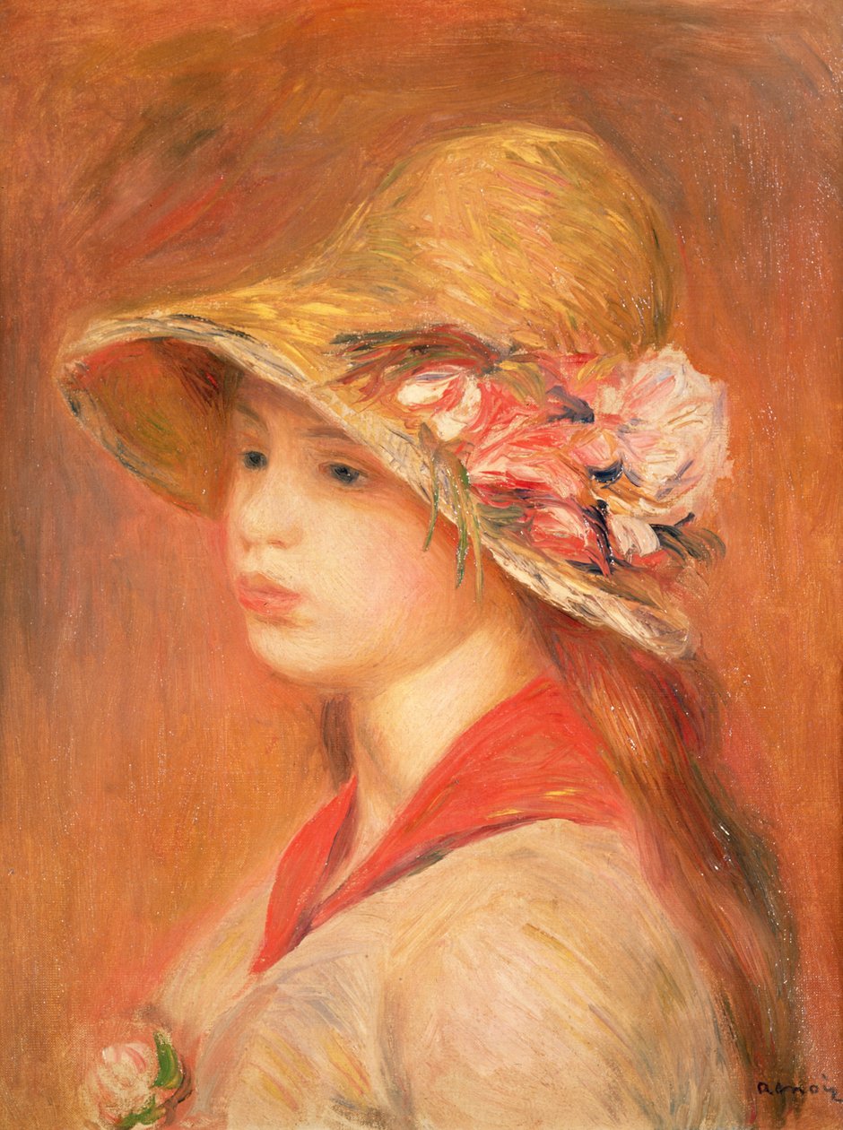 Jeune femme avec un chapeau - Pierre Auguste Renoir