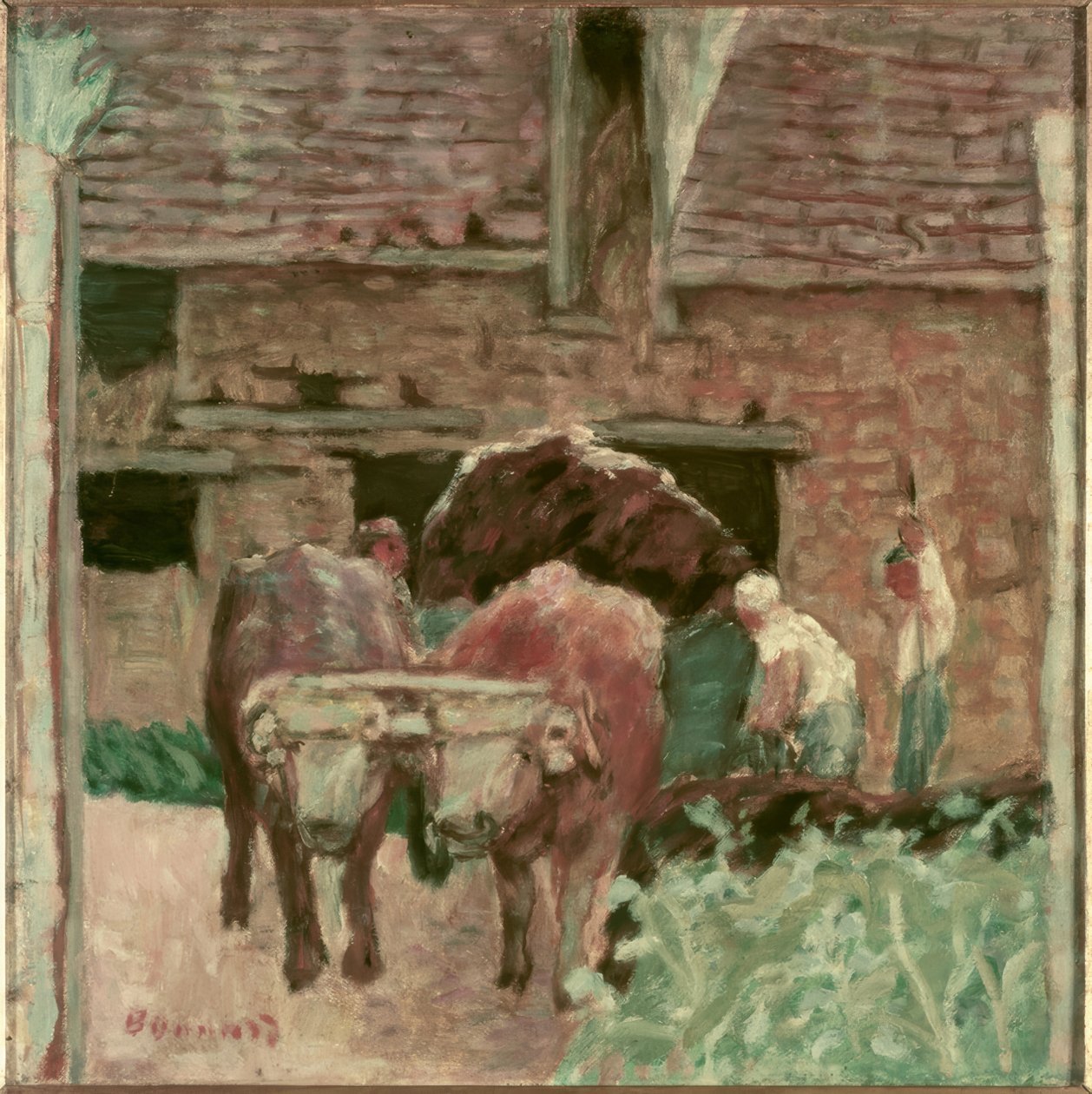 Les deux bœufs et la ferme - Pierre Bonnard