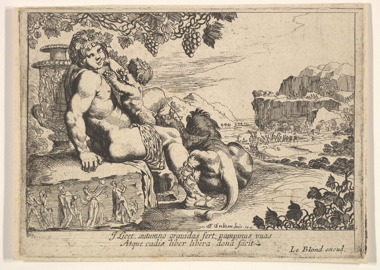 Bacchus, Satyre et Lion, 1610-42 - Pierre Brebiette