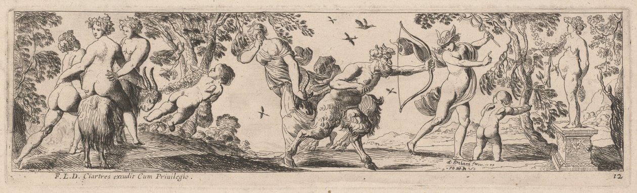 Satyre et Mercure tirant sur une statue - Pierre Brebiette