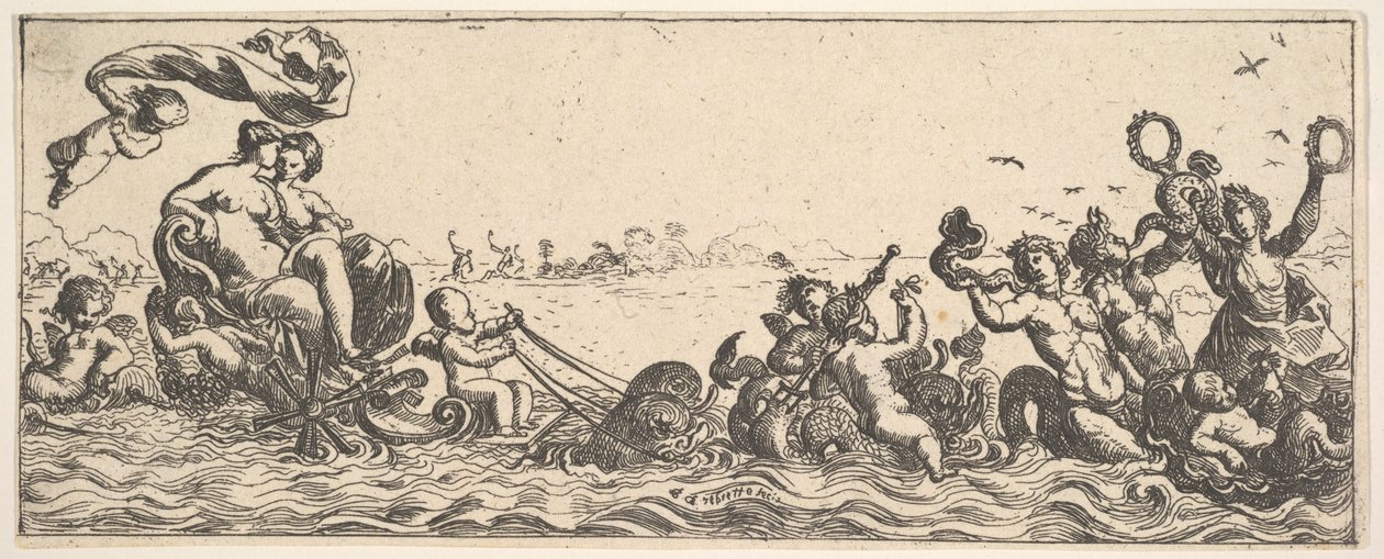 Deux femmes assises dans une coquille, 1615-42 - Pierre Brebiette