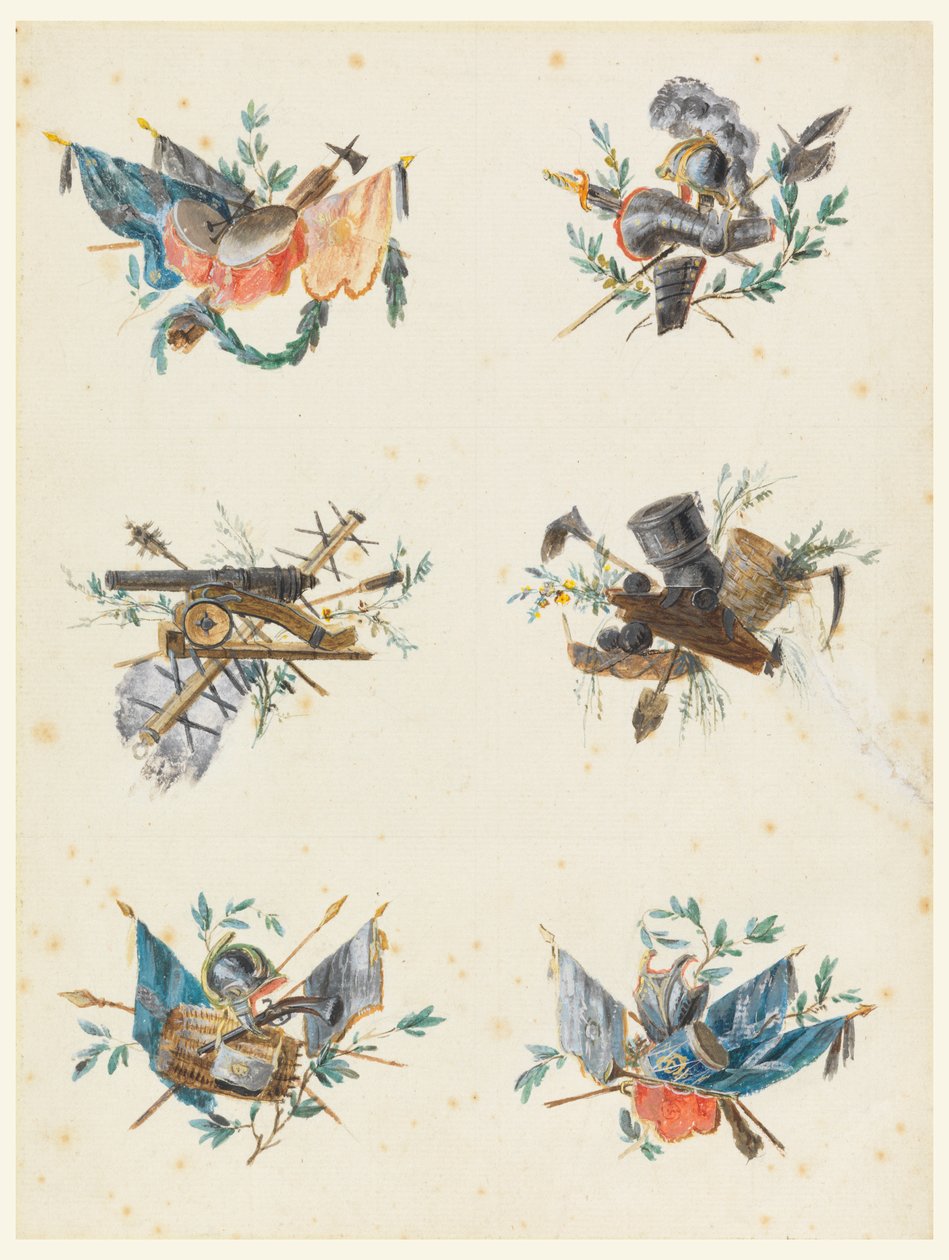 Six trophées composés d