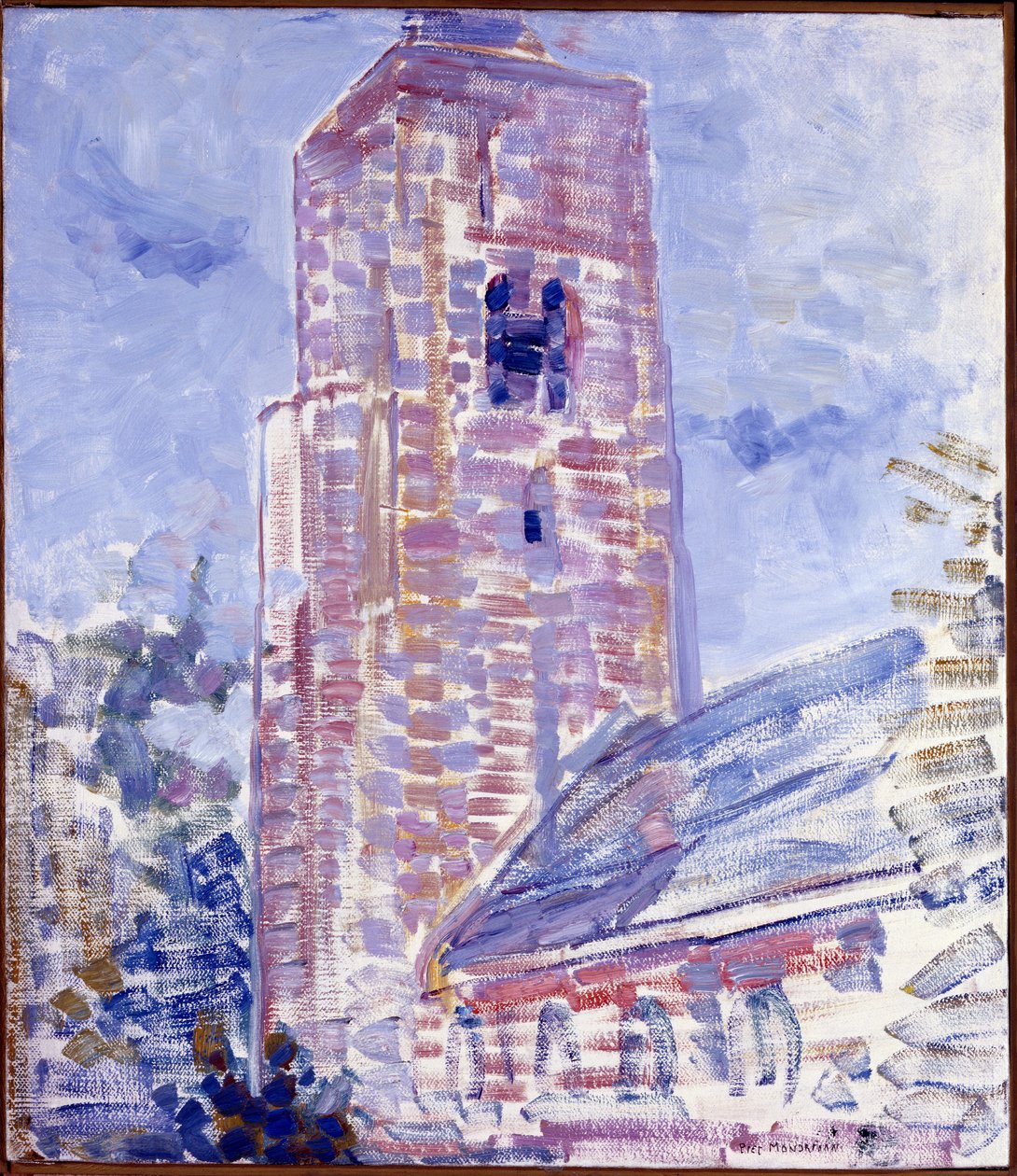 Église à Oostkapelle, nef et tour, 1909 - Piet Mondrian