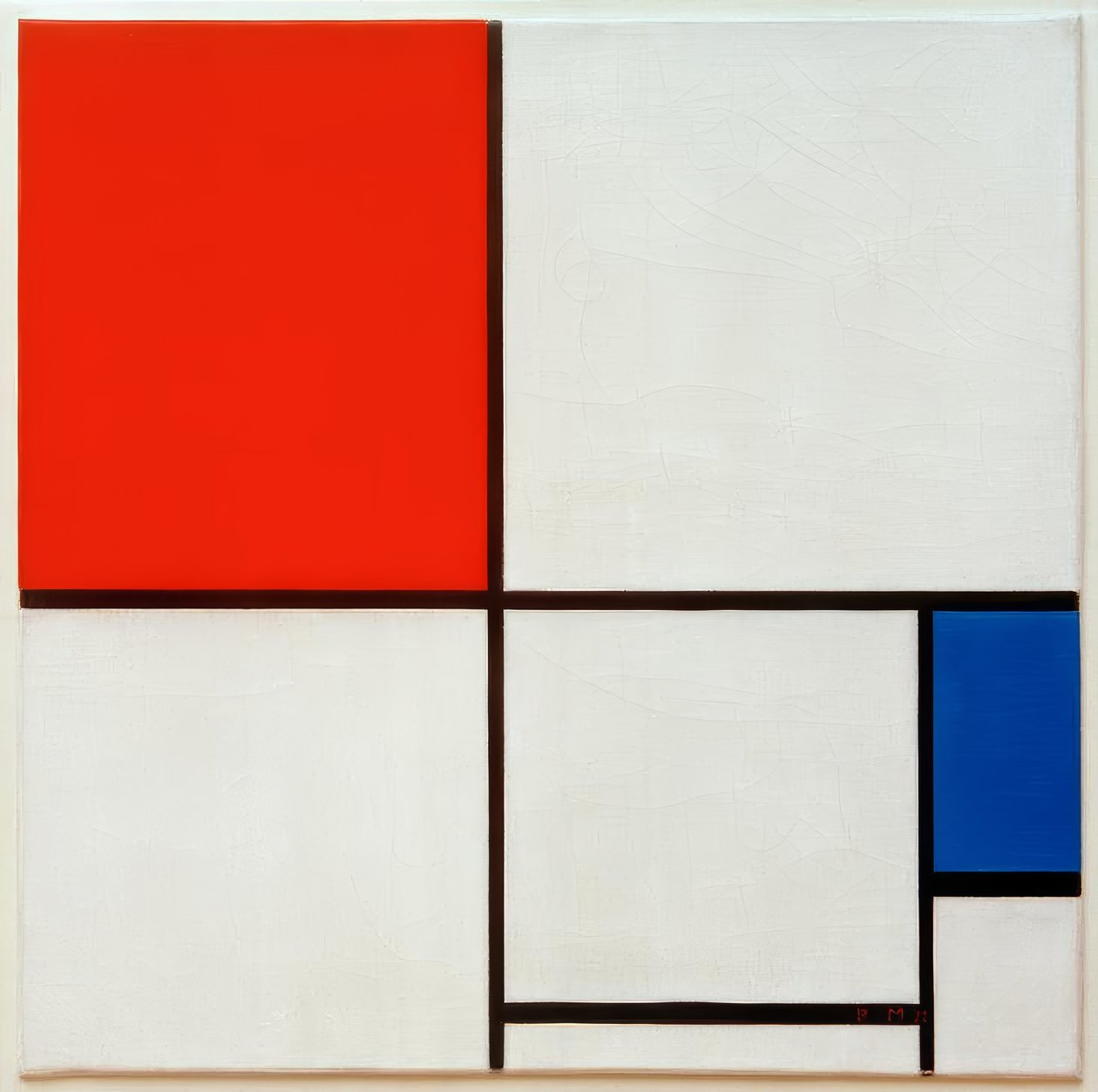 Composition A, avec rouge et bleu - Piet Mondrian