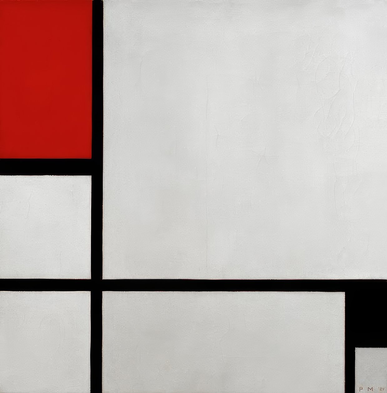 Composition avec rouge et noir (Composition no. 1) - Piet Mondrian
