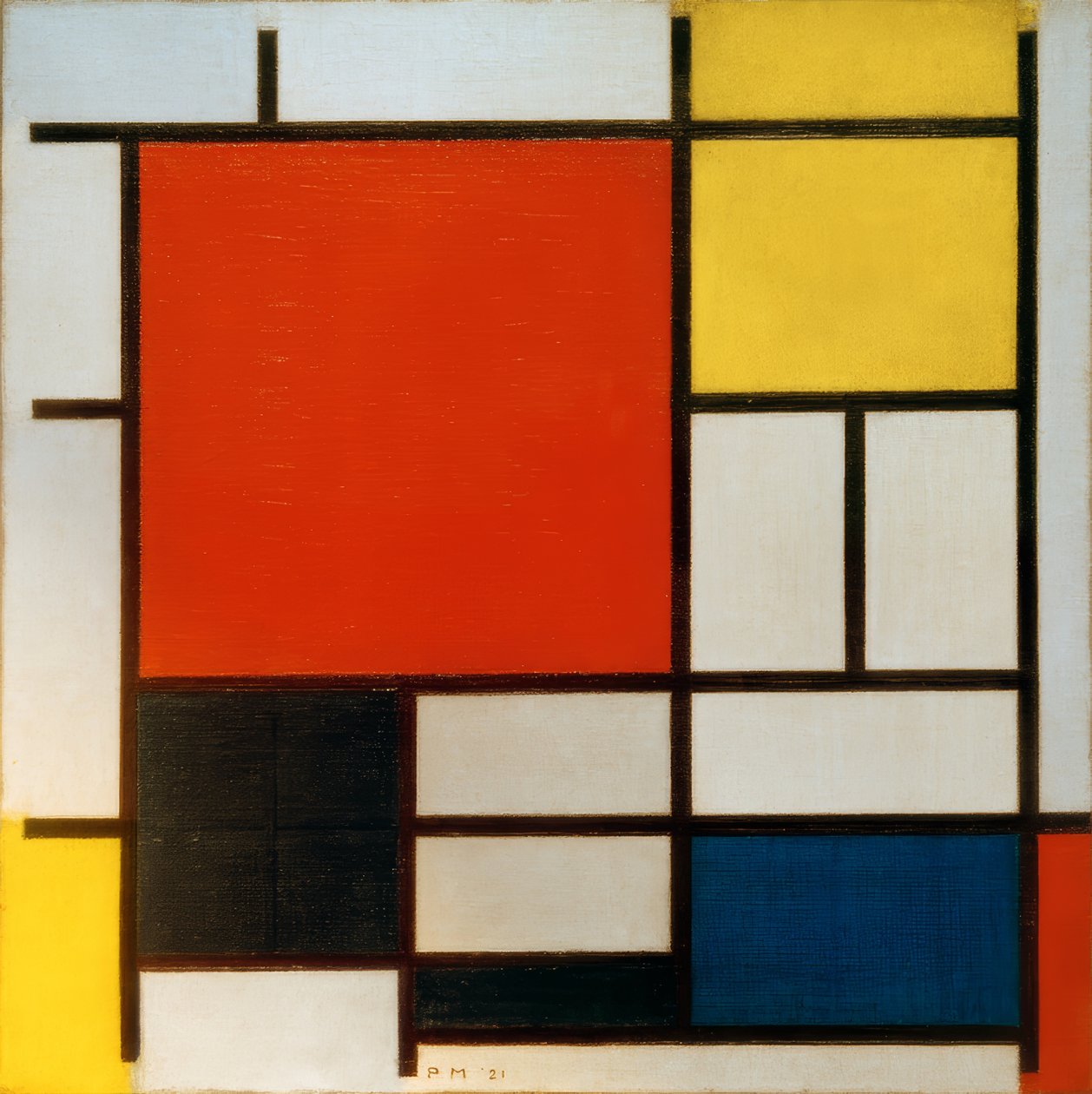 Composition avec grande surface rouge - Piet Mondrian
