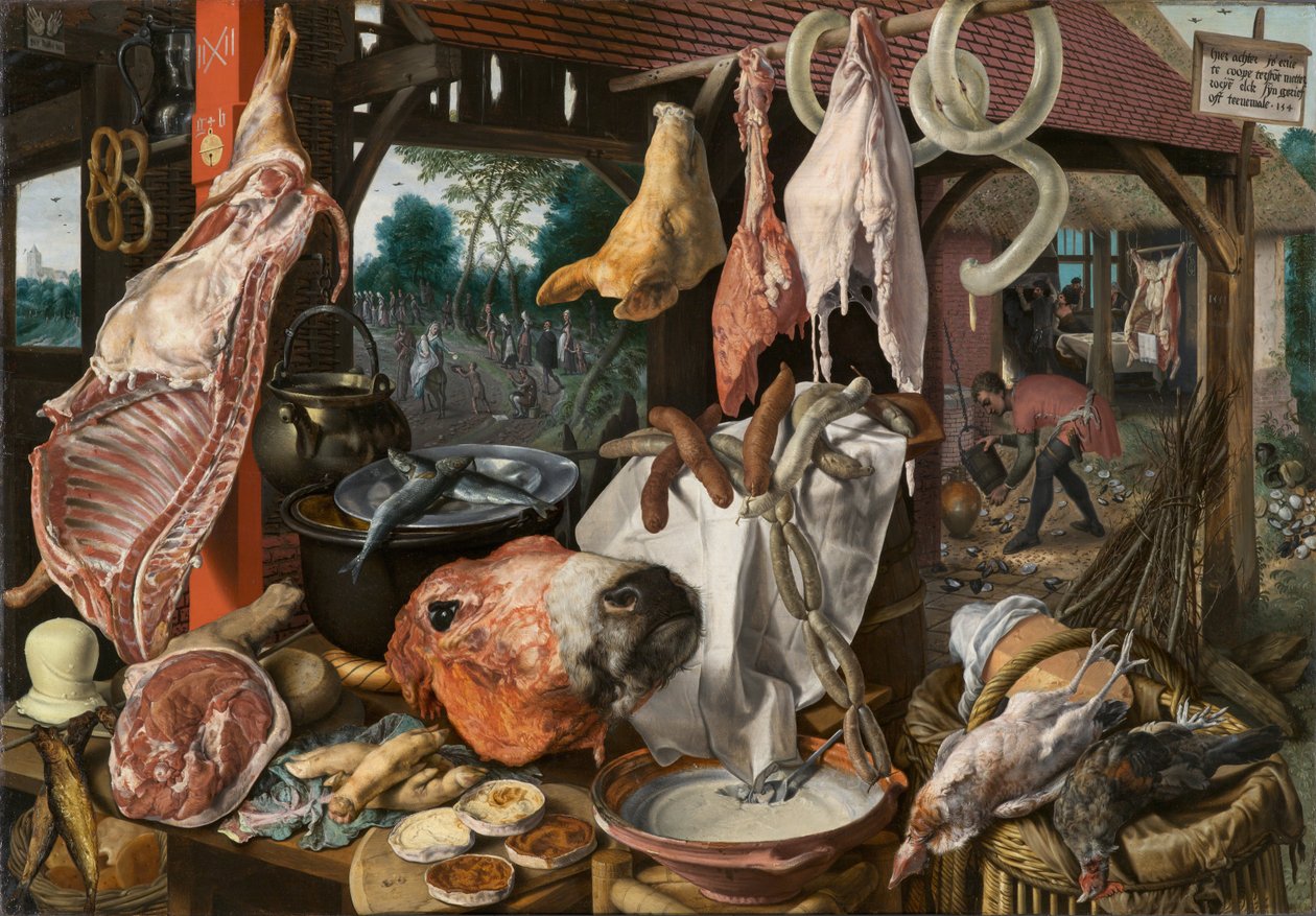 Nature morte avec viande et la Sainte Famille - Pieter Aertsen