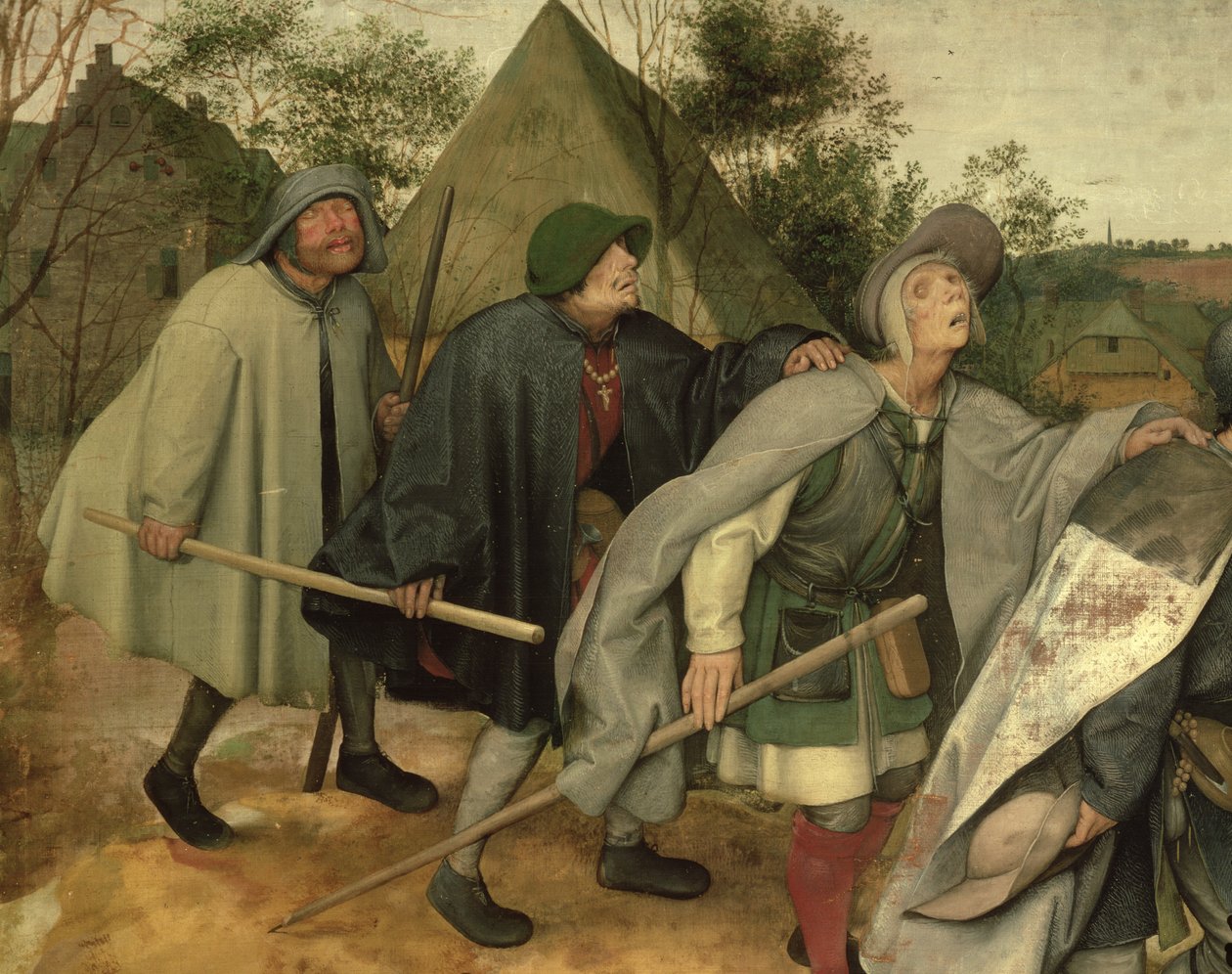 Parabole des aveugles, détail de trois hommes aveugles, 1568 (détail) - Pieter Bruegel the Elder