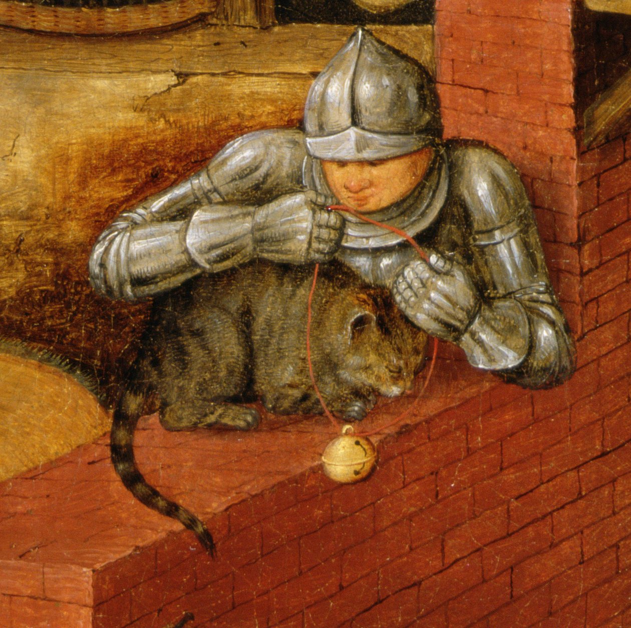 Chevalier mettant une cloche à un chat (détail) - Pieter Brueghel the Younger