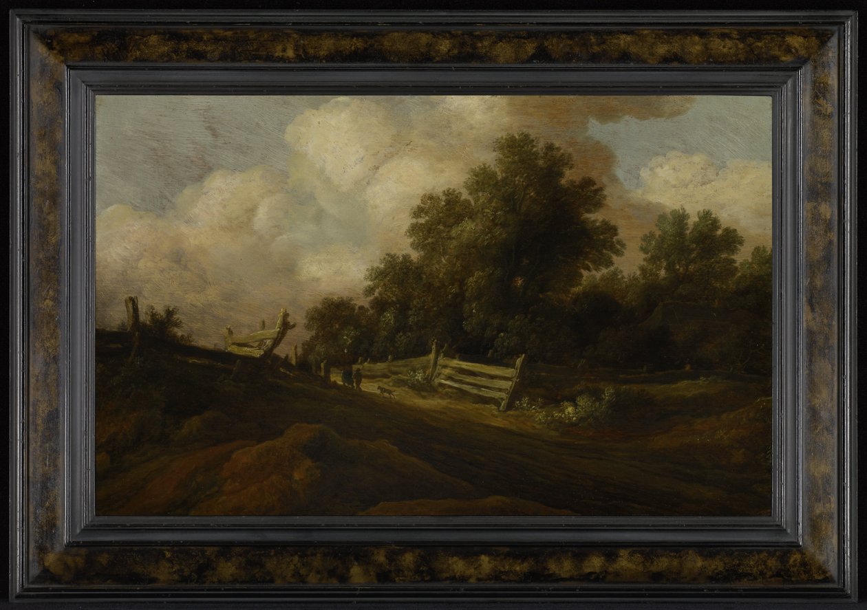 Paysage avec deux figures et un chien - Pieter Molyn