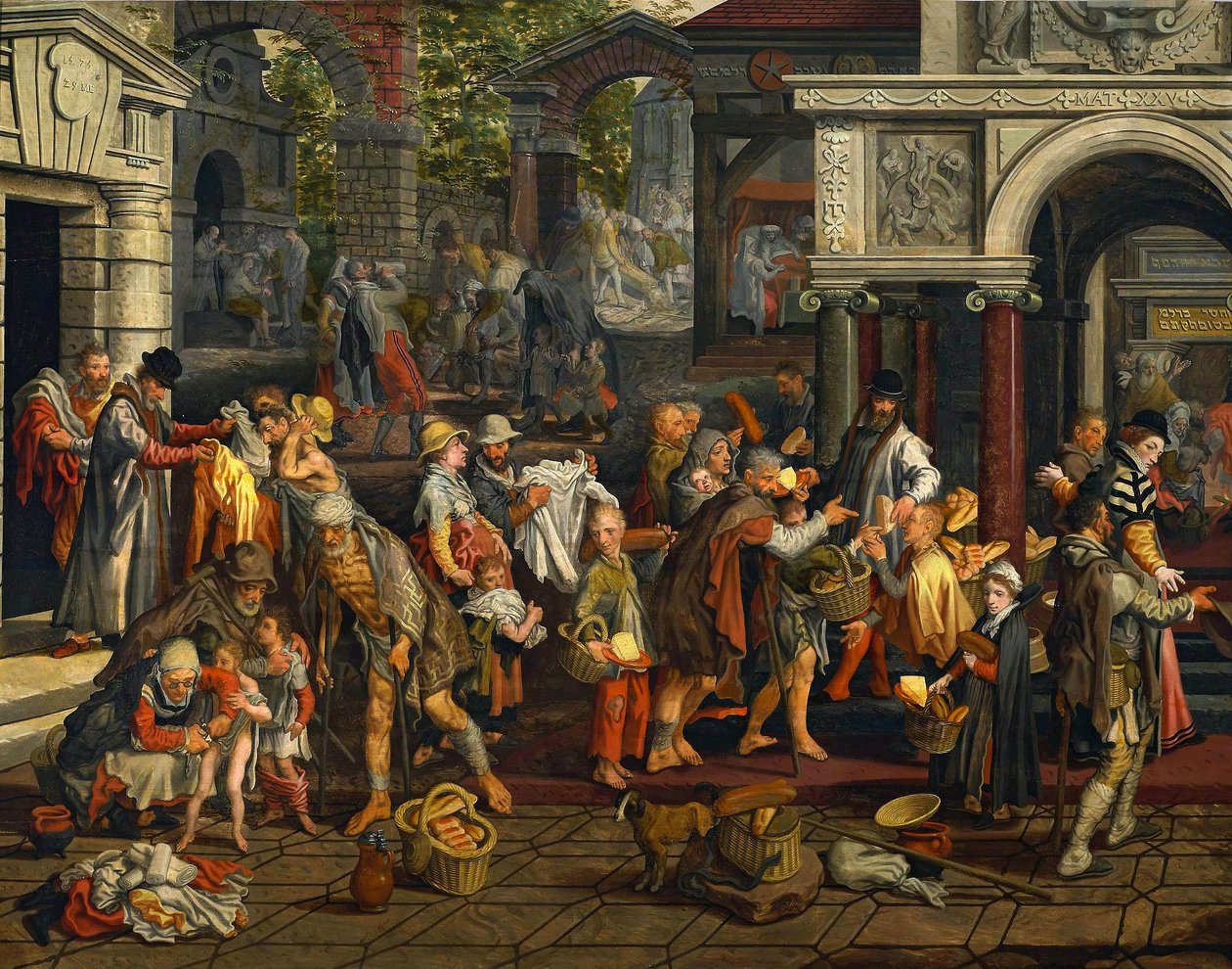 Les actes chrétiens de miséricorde (Matthieu 25:35-36) - Pieter Aertsen