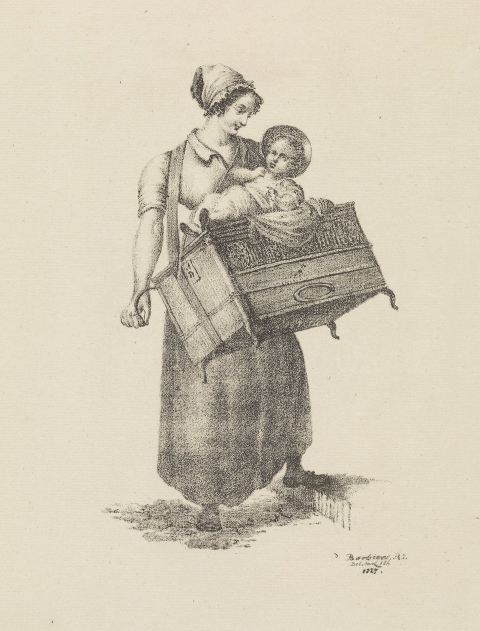 Femme avec orgue et enfant - Pieter Bartholomeusz. Barbiers