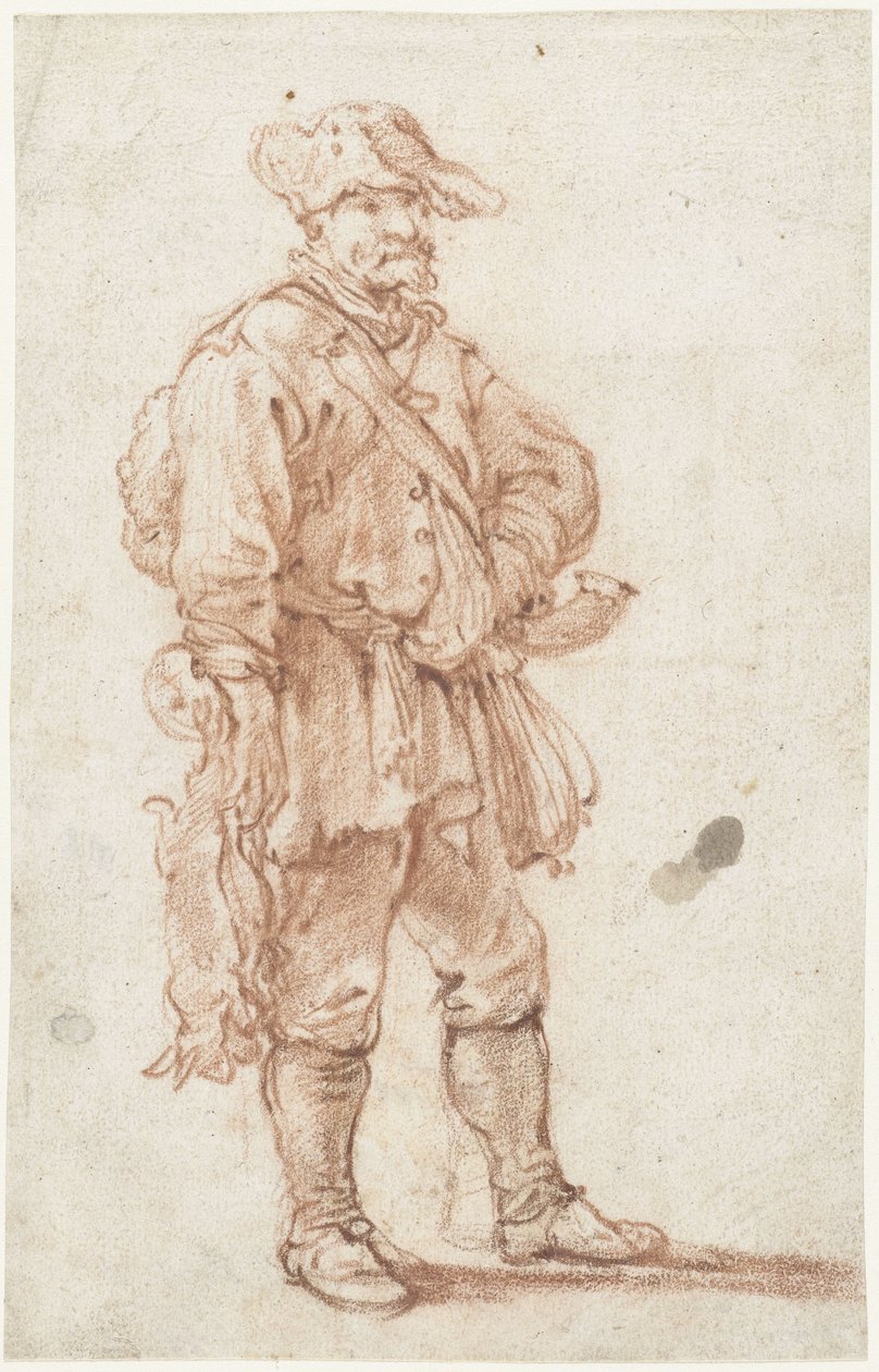 Chasseur debout avec deux lièvres morts - Pieter Bout
