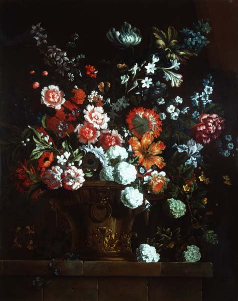 Fleurs dans une urne en bronze - Pieter Casteels