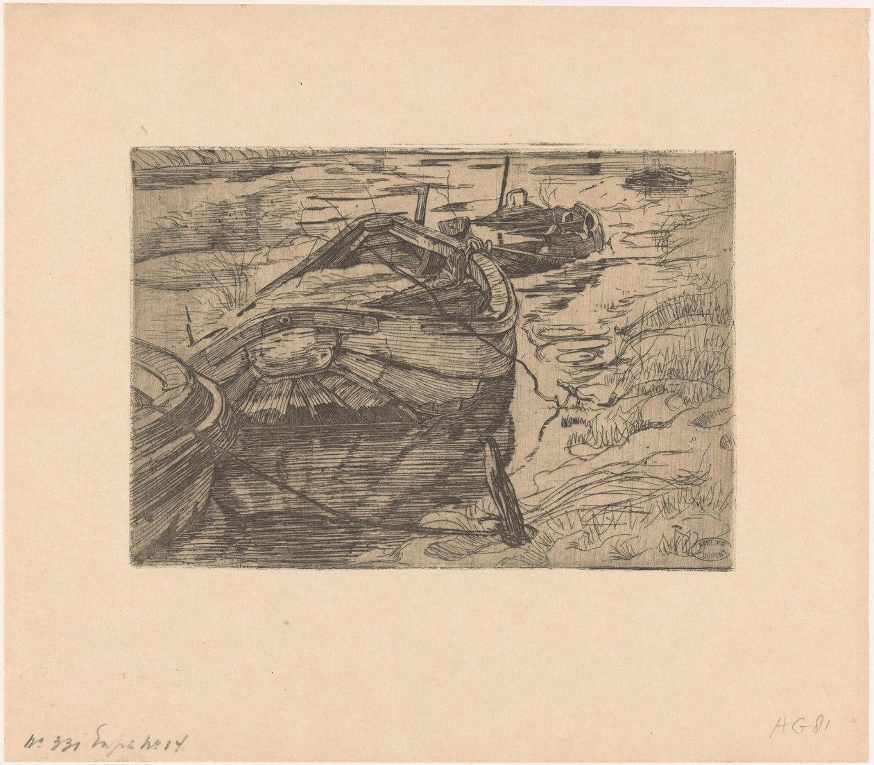 Barques amarrées dans un fossé - Pieter Dupont