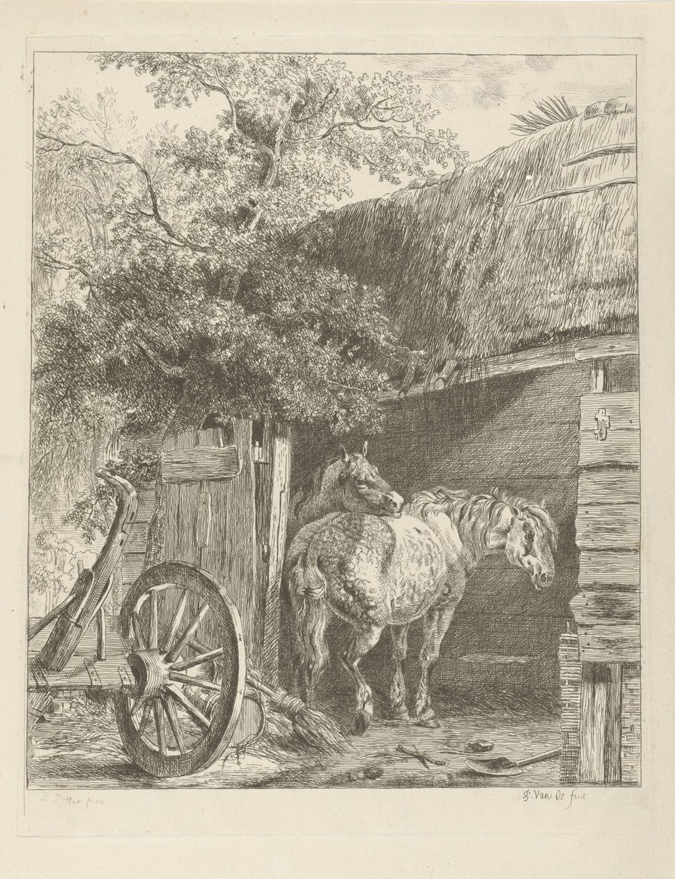 Deux chevaux dans une grange - Pieter Gerardus van Os