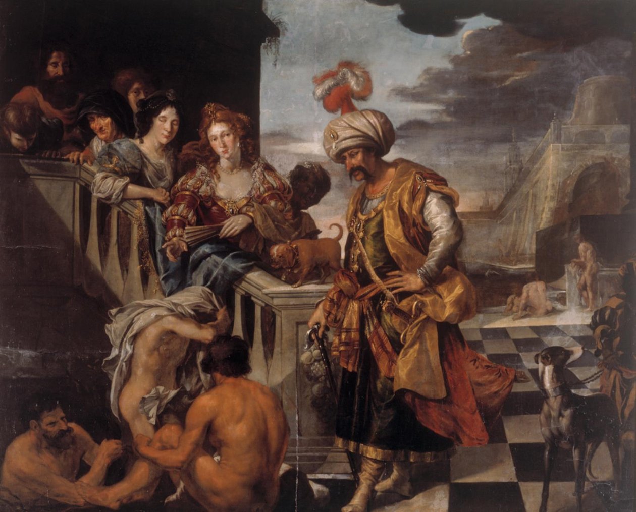 Baignade dans un port oriental - Pieter Isaacsz