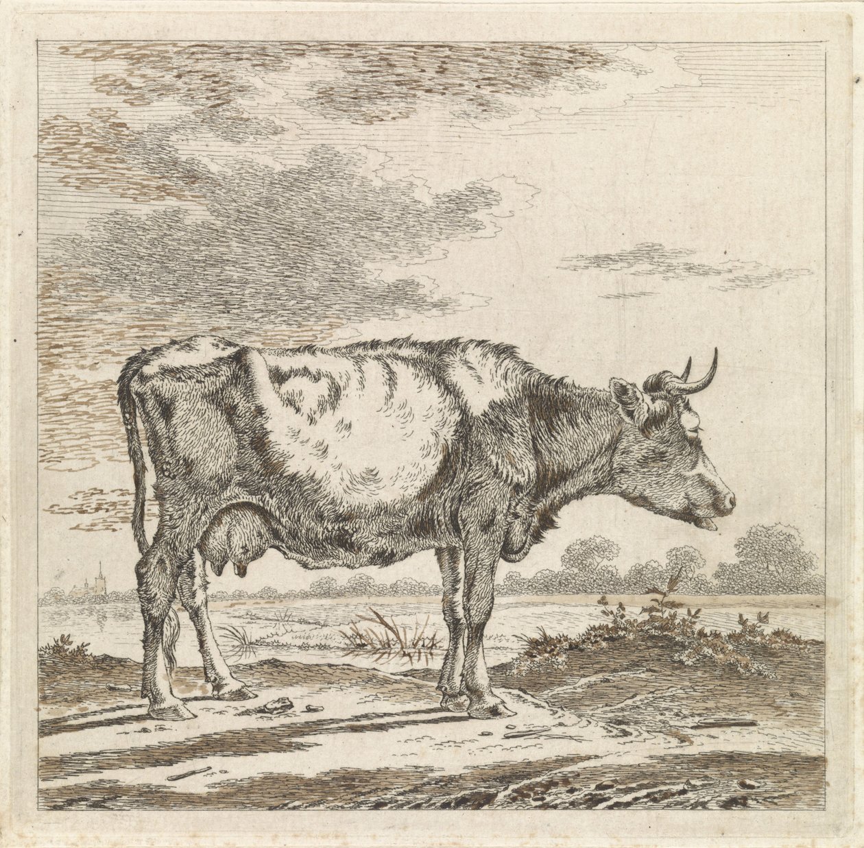 Paysage avec une vache au bord de l