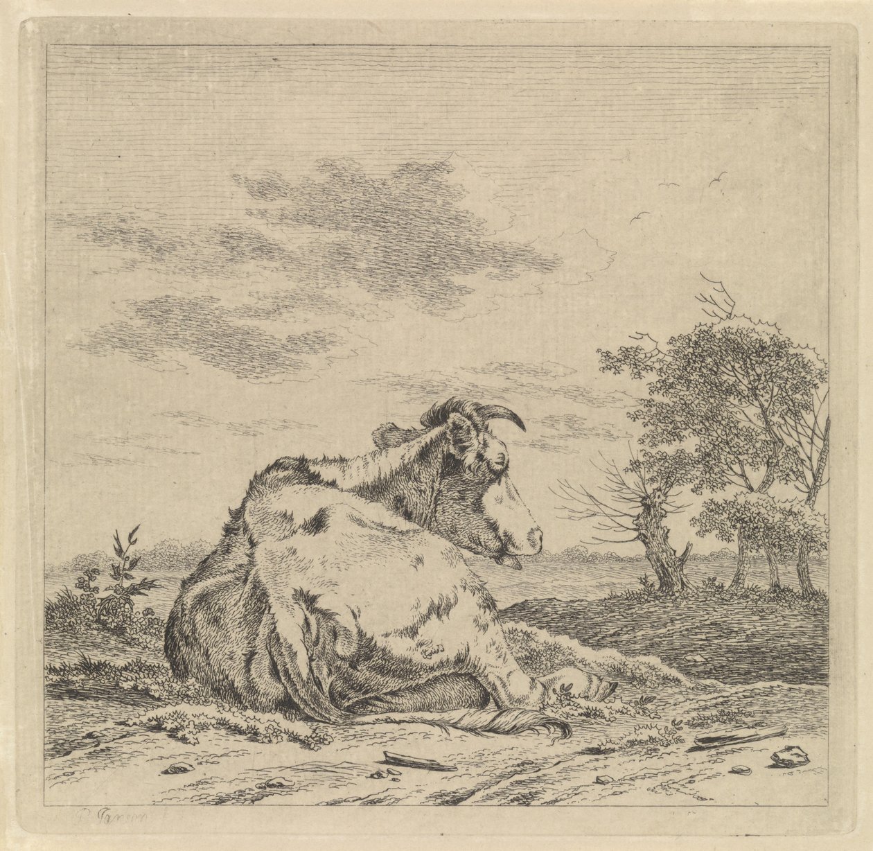 Paysage avec vache couchée - Pieter Janson