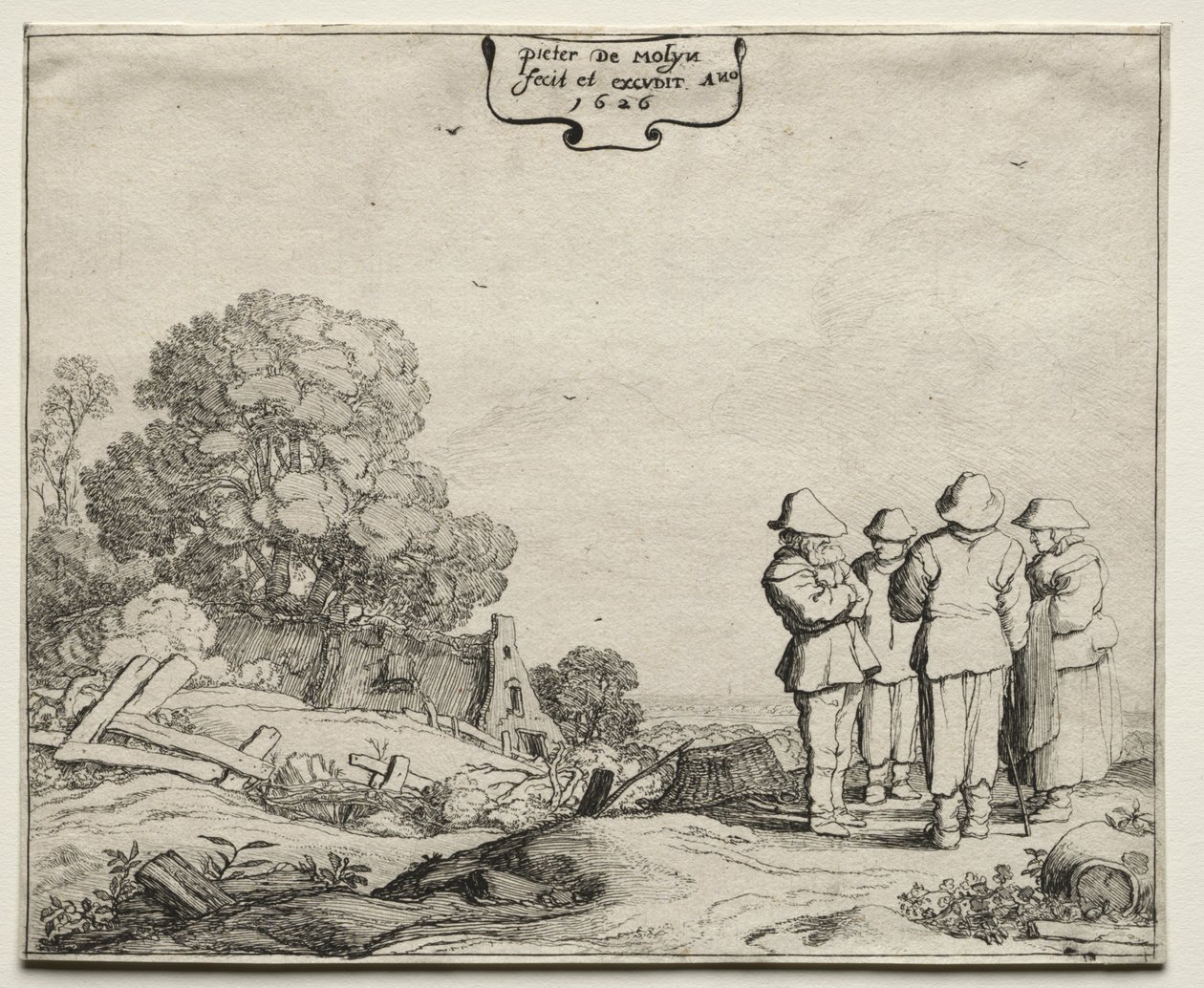Paysage avec quatre paysans conversant - Pieter Molyn