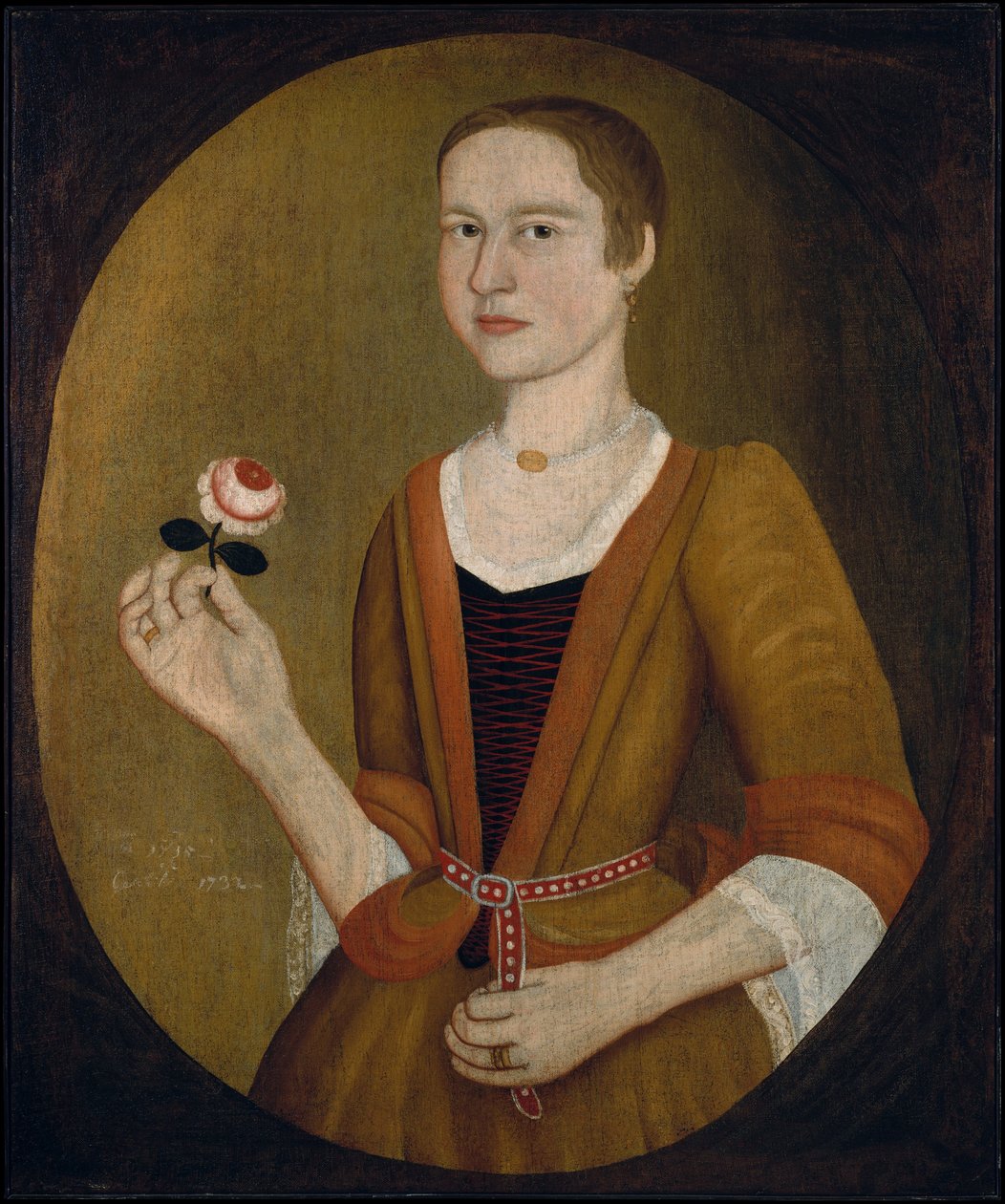 Jeune femme avec une rose, 1732 - Pieter Vanderlyn