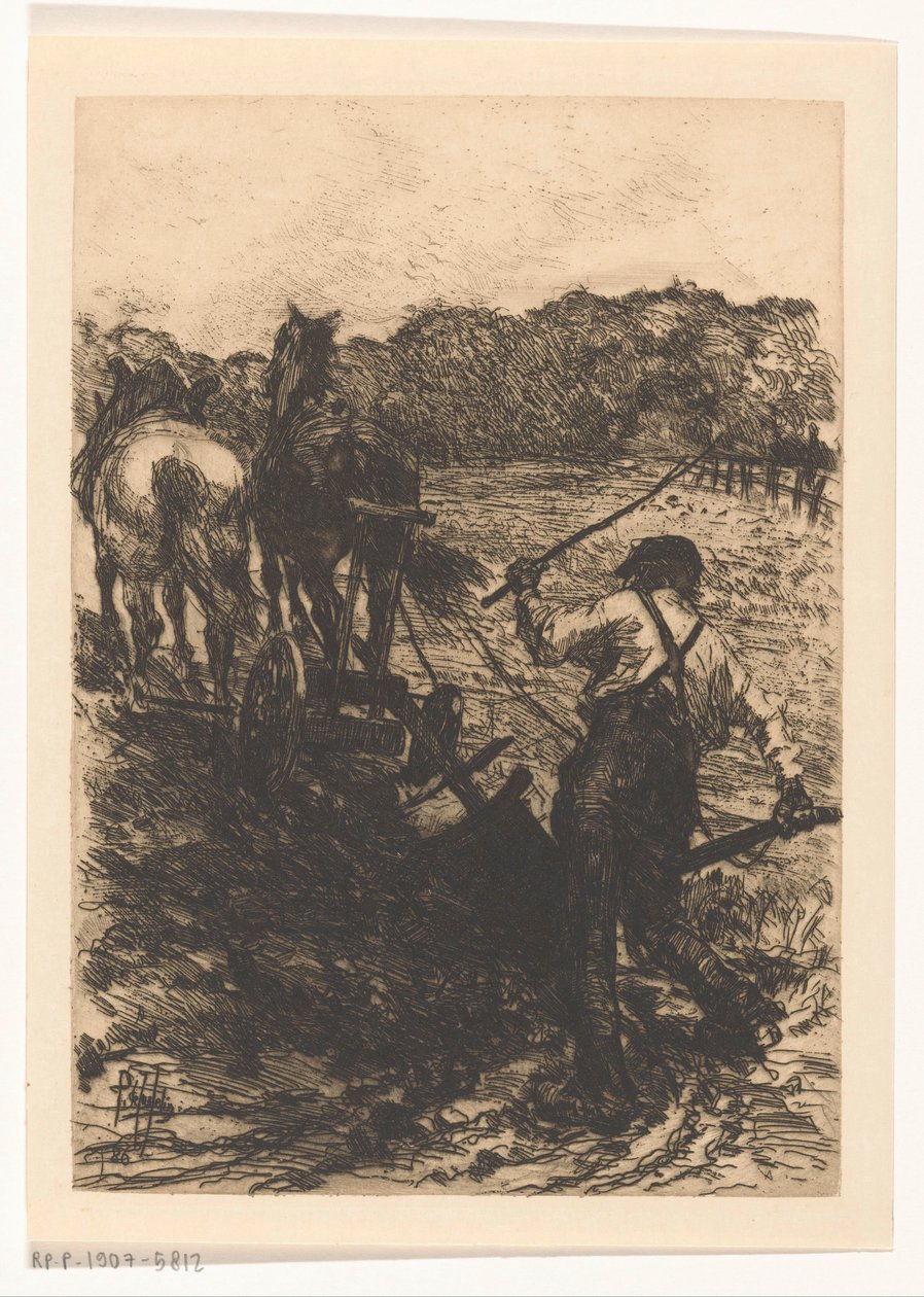 Paysans avec deux chevaux labourant - Pieter de Josselin