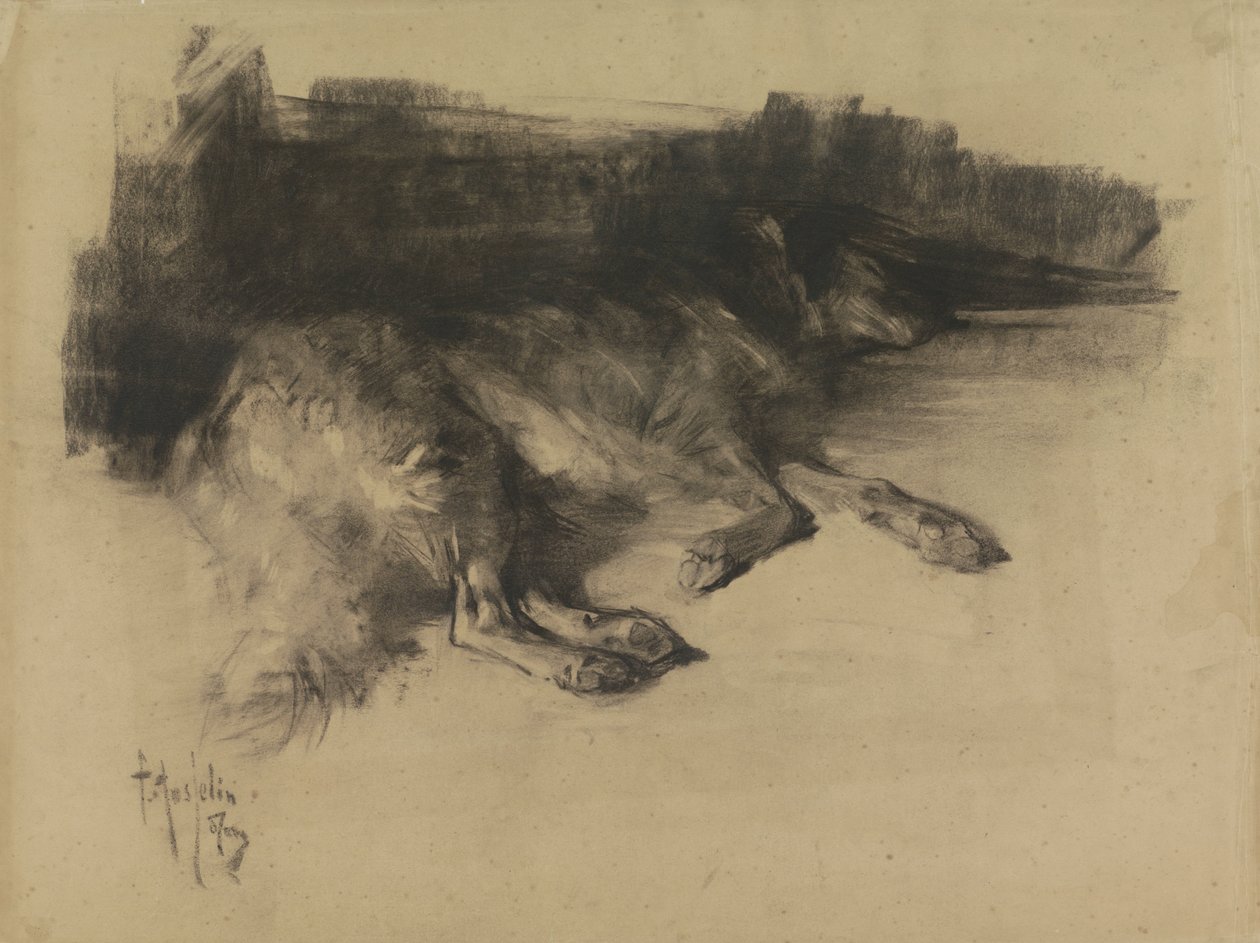 Chien couché et endormi - Pieter de Josselin