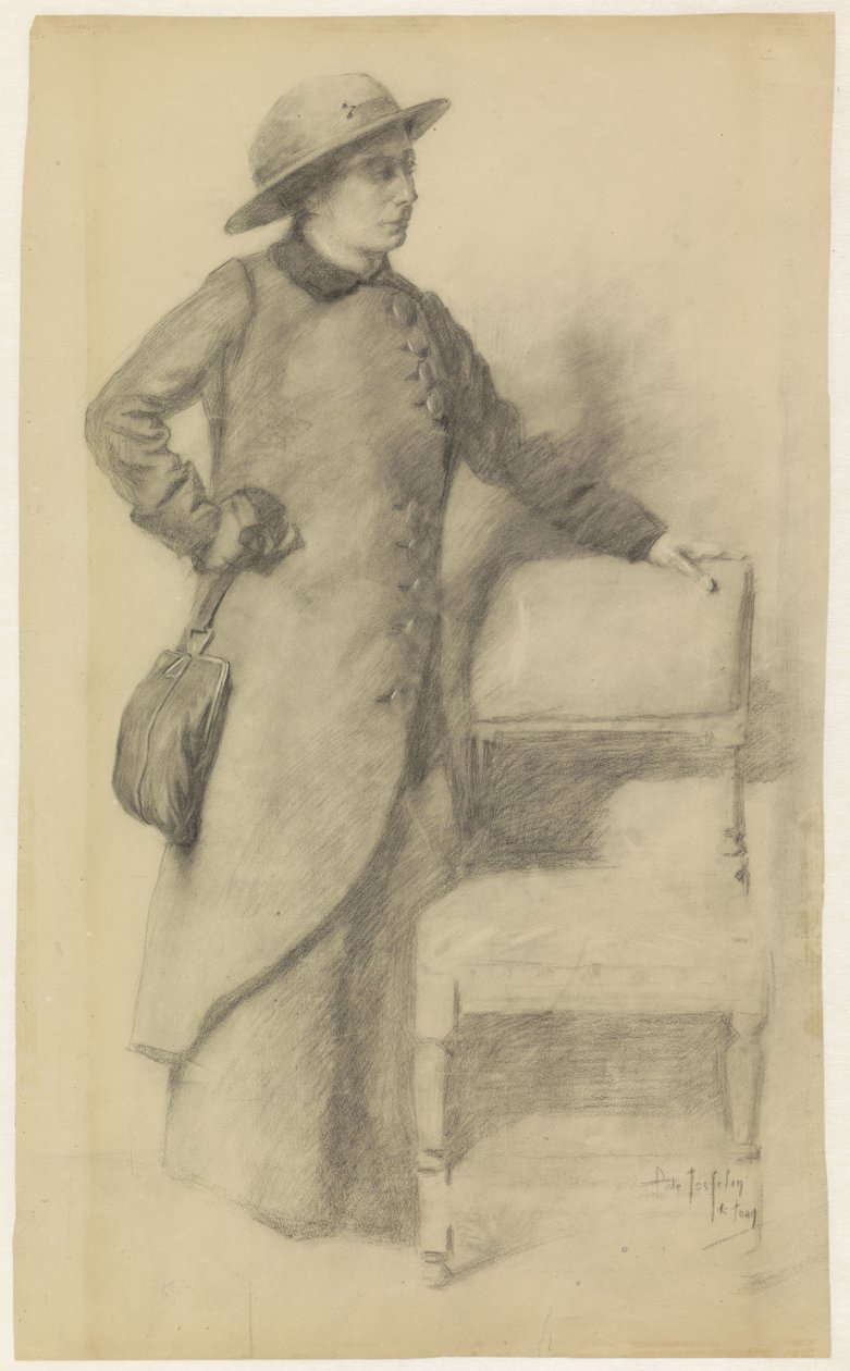 Dame debout avec chapeau et manteau - Pieter de Josselin