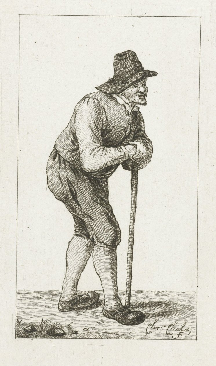 Homme appuyé sur un bâton - Pieter de Mare