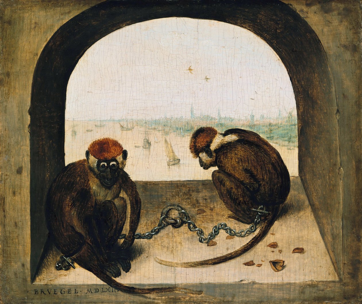 Deux singes enchaînés - Pieter Bruegel the Elder