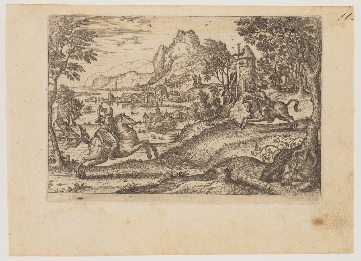 Deux cavaliers et un bouvier - Pieter van der Borcht