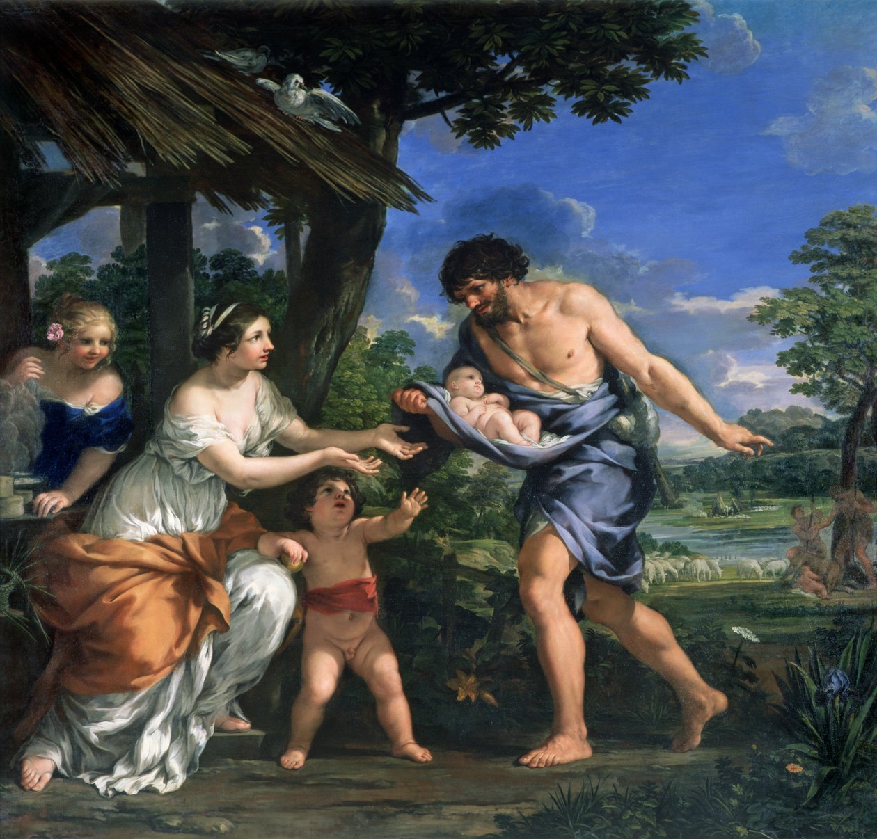 Faustulus confiant Romulus et Remus à sa femme Acca Larentia, vers 1643 - Pietro da Cortona